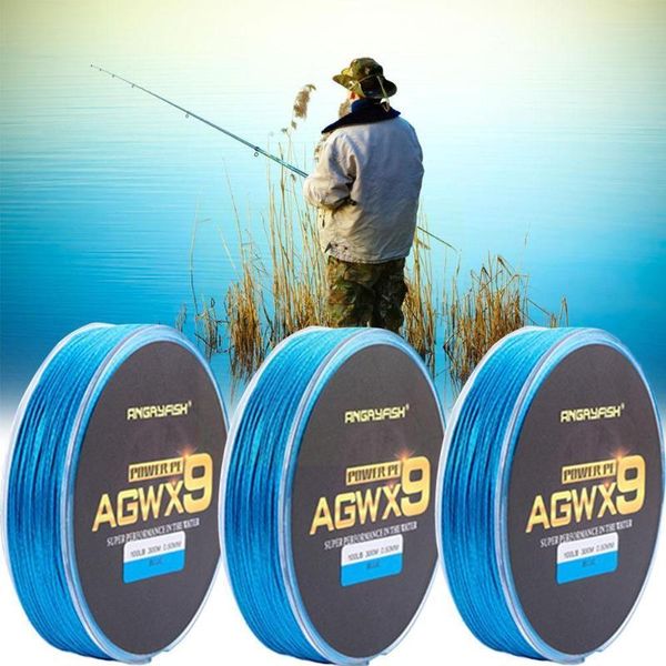

braid line angryfish diominate x9 pe 9 strands weaves braided fishing strong blue super 15lb-100lb 300m/327yds r4x3