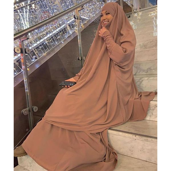 

ethnic clothing eid ramadan muslim set two piece prayer garment nida abaya dress women jilbab long khimar robe kaftan niqab islam dubai clot, Red