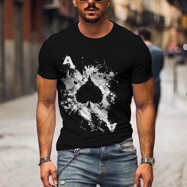 

tees,polos plus-size fashion man 2021 summer short sleeve men's t-shirt loose casual playing card printing