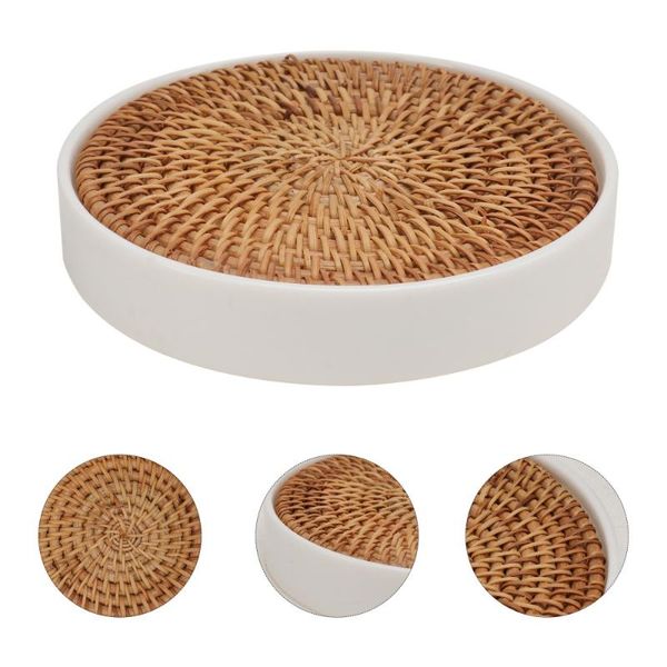 

mats & pads 1set tea serving tray rattan teapot storage set