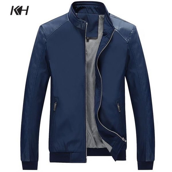 

men's jackets kh spring and autumn pu leather patchwork men casual stand collar slim coat male outerwear plus size m-5xl, Black;brown