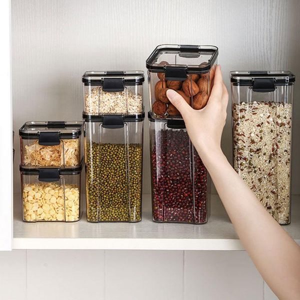 

transparent storage box sealed jar grains beans organizer container refrigerator case home kitchen bottles & jars