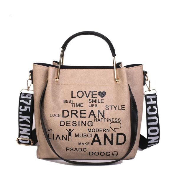 

women's bag large capacity shoulder messenger fashion handbag painted letters crow casual clutch retro bags