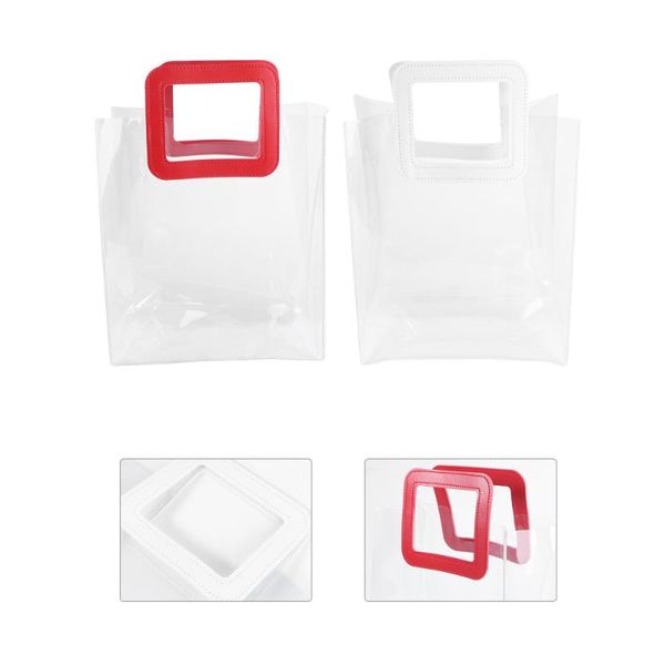 

2pcs mother's day gift pouch transparent tote bag packing (white red) wrap