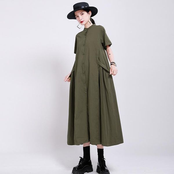 

party dresses dress summer 2021 women's design sense of japanese pure color cotton linen irregular splicing large swing, White;black