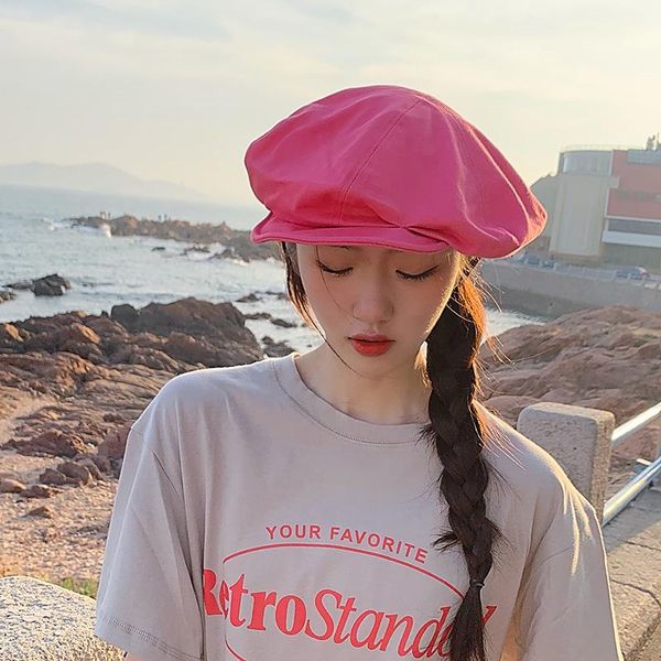

berets hepburn oversize japanese women spring octagonal hat hats stylish painter sboy caps cloud shape beret gorro, Blue;gray