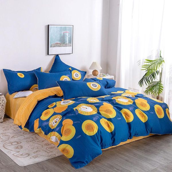 

bedding sets [quilt cover+pillowcase+sheets] 4-piece set on the bed, 3-piece of skin-friendly student dormitory