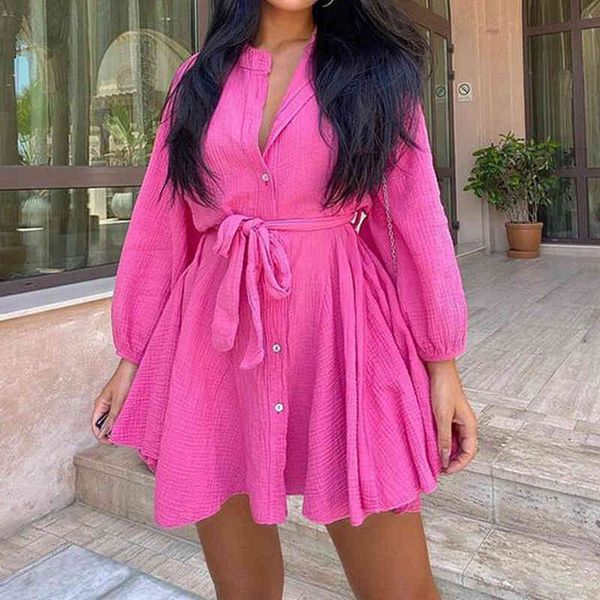 

casual dresses summer new style dress v-neck zipper solid color casual long-sleeved loose mid-length for women vo88, Black;gray