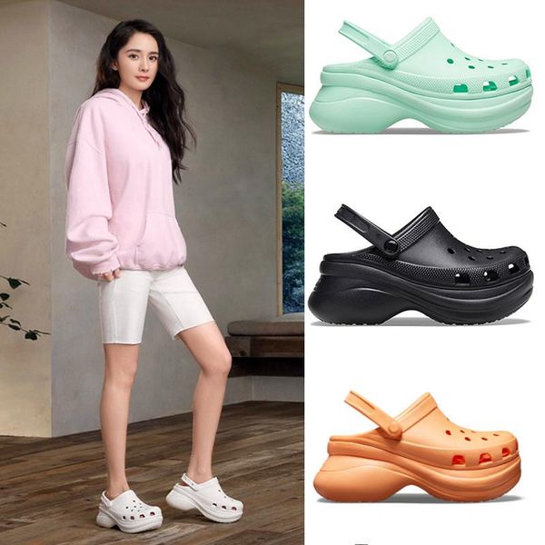 

dress shoes fashion summer sandals women thick soles high heels garden outdoor non-slip beach hole slides 2021 female slippers, Black