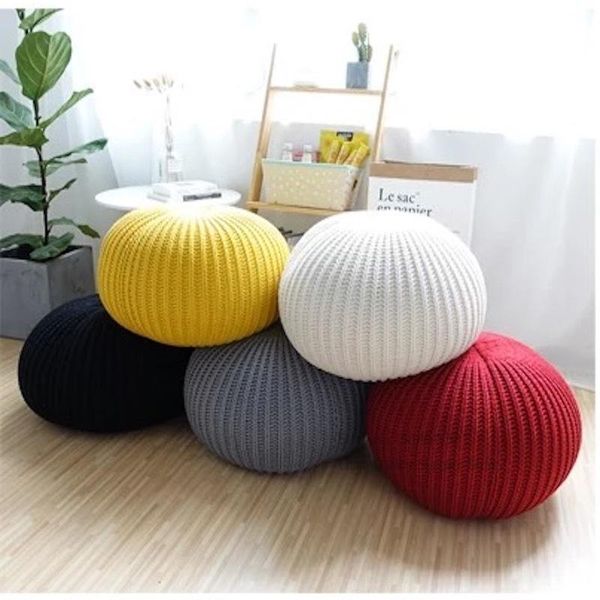 

style pouf with wool woven cover woolen round cushion shoe changing stool home decoration diameter 40cm cushion/decorative pillow