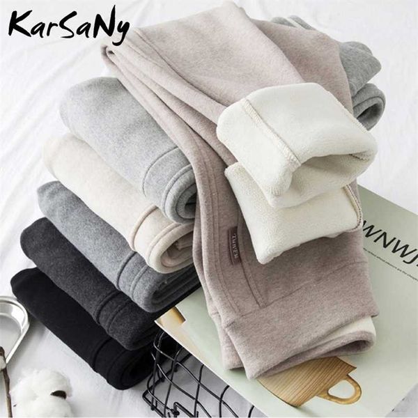 

winter thick leggings women high waist warm pencil pants with lamb wool velvet leggins fleece for 211215, Black