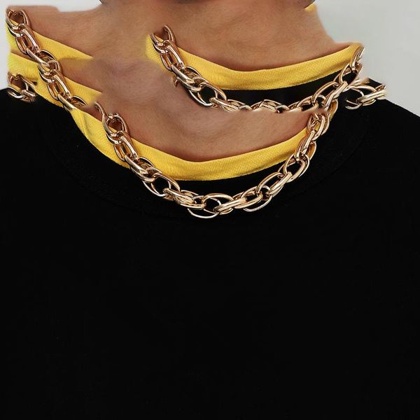 

pendant necklaces punk cuban twisted chain necklace rock jewelry 2021 fashion chunky aluminum link circle women neck accessories, Silver