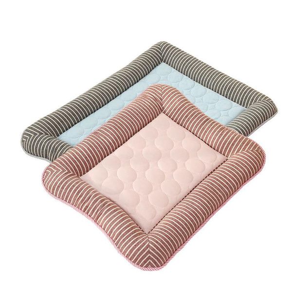 

cooling dog cat sleeping bed for medium large dogs pets cotton puppy sofa kennelice breathable silk mat pet product kennels & pens