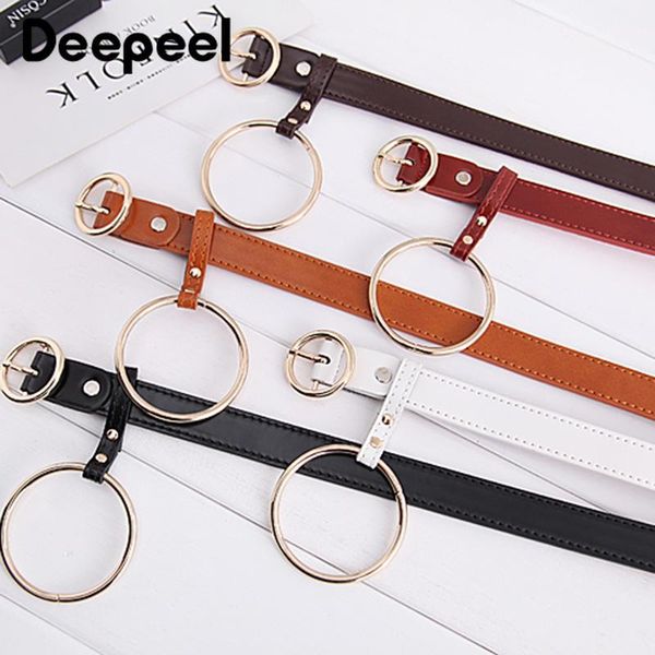 

belts deepeel 1pc 2.3cm*110cm women belt korean students harajuku decorative metal o ring buckle casual simple versatile bd561, Black;brown