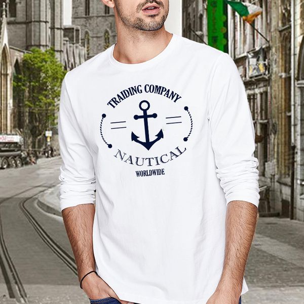 

autumn new pure cotton long sve t-shirt for young men long sve men's round neck loose fashion cloth for men, White;black