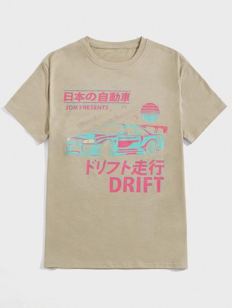 

romwe guys letter car graphic tee o9iv#, White;black