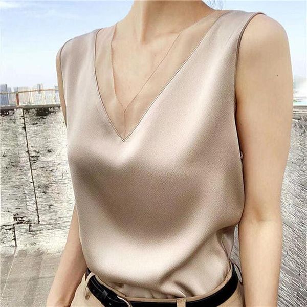 

women's blouses & shirts black summer elegant tunic vintage office satin silk blouse basic chiffon shirt 2021 for women, White