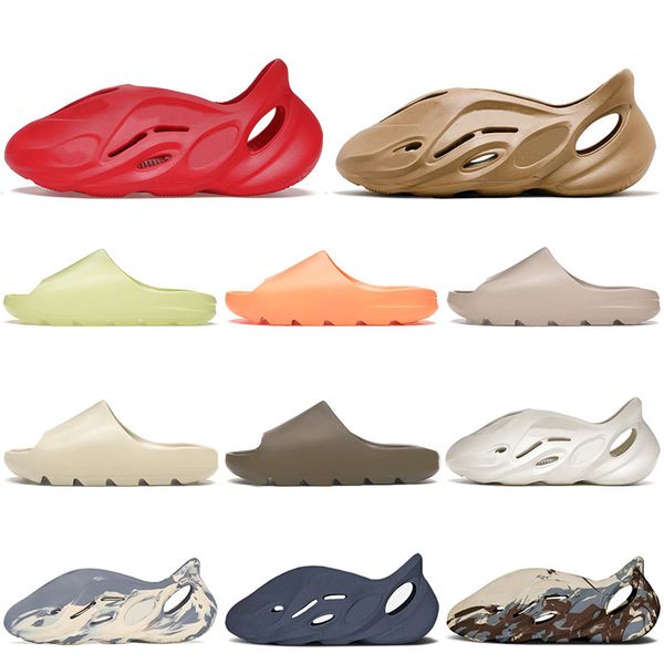 

mens women shoes slides slipper ochre enflame orange pure bone kid triple white sand moon gray mineral blue trainers sandles designer flip f, Black