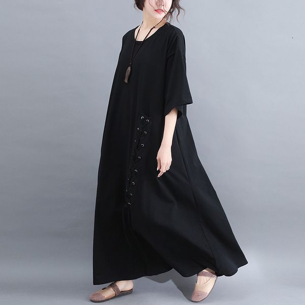 

dresses 893#2021 spring / summer new 5-sleeve knitted large dress, Black;gray