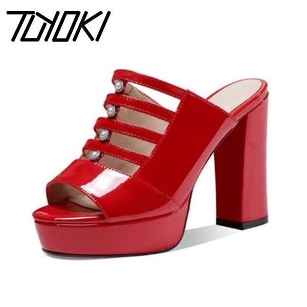 

tuyoki women sandals fashion thick heel open toe solid color shoes outdoor daily party beach slippers size 33-43, Black