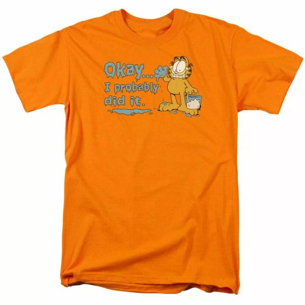 

garfield i probably did it t shirt mens licensed cat jim davis comics tee orange, White;black