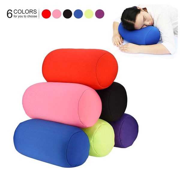 Weiches Yoga-Bolster, große Schaumstoff-Mikroperlen, runde Kissenrolle, Kopfstütze, Nackenkissen