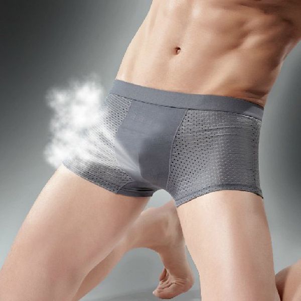 

ice silk boxer breathable mesh selling men's underwear in summer, Black;white