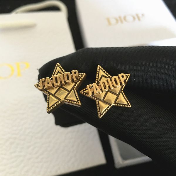 

pointed star earrings female brass s925 silver needle small and exquisite versatile fashion sale, Golden;silver