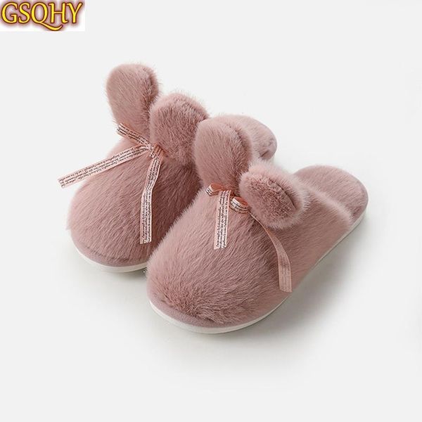 

women winter slippers ladies cute animal flats shoes female short plush warm soft indoor comfort slipper solid casual fashion, Black
