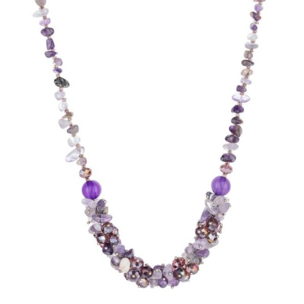 

unique handmade weave many style irregular shape quartz stone pendant long chain necklace ethnic jewelry necklaces, Silver