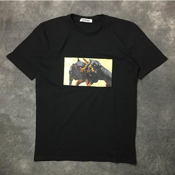 

mens t shirts novelty patch stitching animal hound tshirts hip hop skateboard street cotton tee shirt casual men, White;black