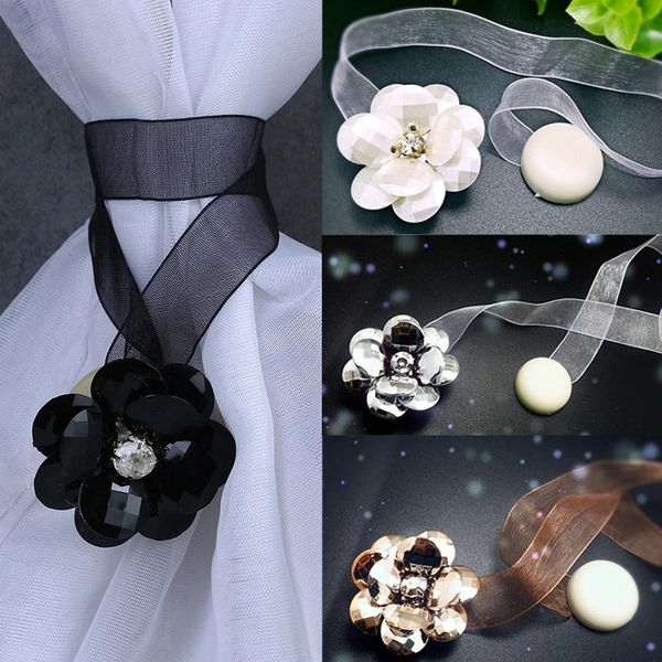 

other home decor 1pc rhinestone flower shape magnetic curtain buckle for curtains window clips holder strap accessory