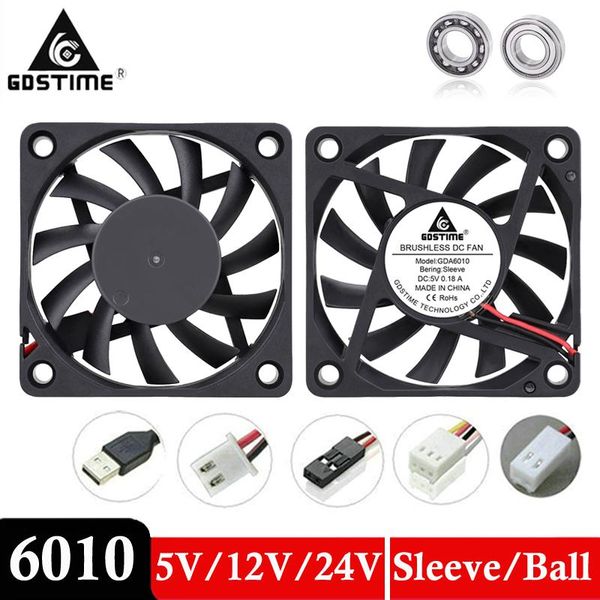 

fans & coolings 2 pcs gdstime 60mm 6010 5v 12v 24v usb 2pin 3pin dc axial cooler fan 60x60x10mm 6cm brushless computer pc cpu case cooling