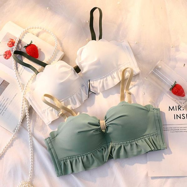 

bras traceless underwear women's small chest gathered flat bra for girls, Red;black