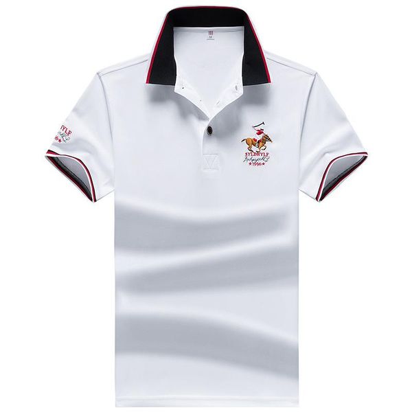 

men's polos casual business men shirt embroidery shirts mens homme fashion tees slim lapel m-4xl drop, White;black