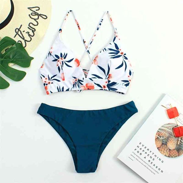 

2021 summer new fashion women's swimsuit split print backless bikini swimsuit, White;black