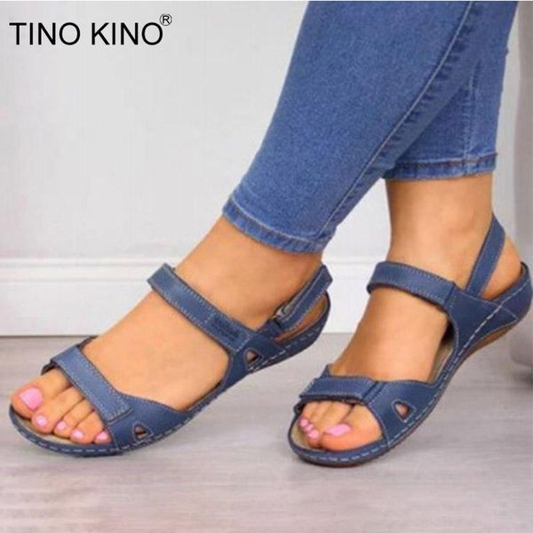 

women ankle buckle strap summer sandals ladies flat open toe comfort shoes female plus size casual fashion, Black