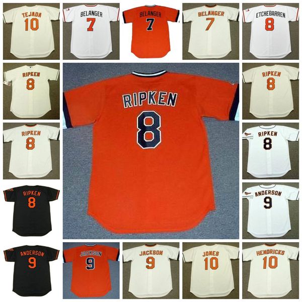 

vintage baseball jersey belanger etchebarren ripken jr. anderson jackson jones hendricks tejada, Blue;black