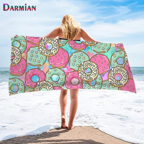 

towel darmian cartoon donuts pattern print soft bath towels comfort beach swimming toallas microfiber face hair serviette plage