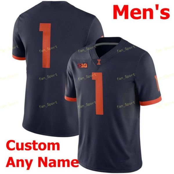 

ncaa college jerseys illinois fighting illini 87 daniel barker 9 josh imatorbhebhe 97 bobby roundtree simeon rice custom football stitched, Black