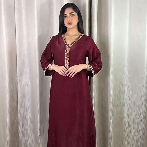 

kaftan musulman vestidos abaya dubai muslim satin dress turkey islamic clothing jalabiya evening dresses for women robe femme ethnic, Red