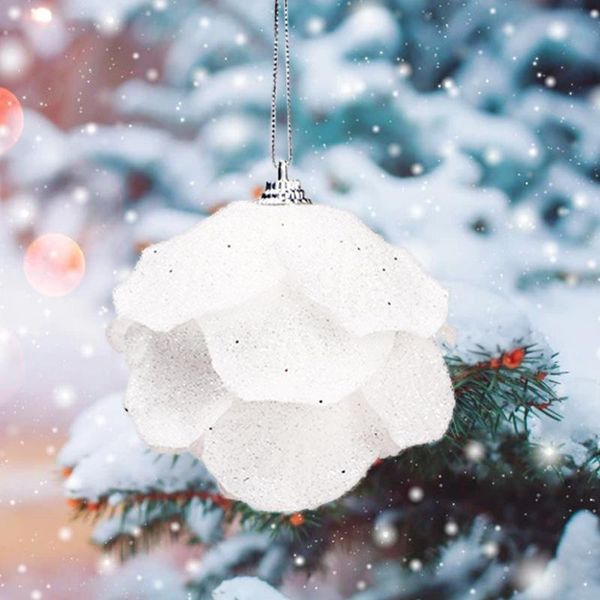 

party decoration christmas tree pendant diy white glitter foam ball xmas hanging ornament for wedding decor 8cm/10cm