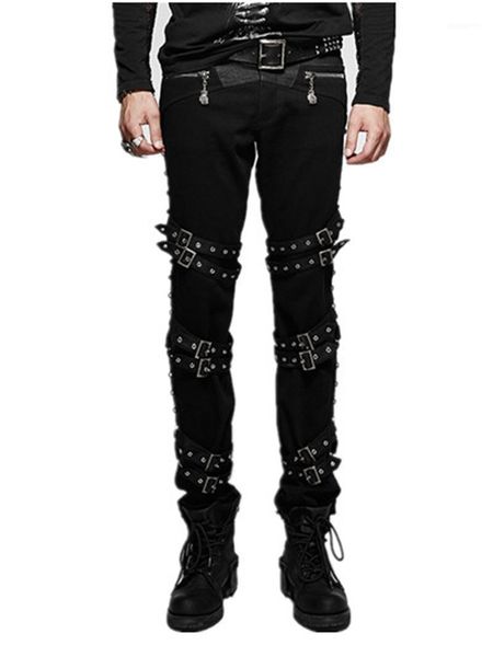 Pantaloni da uomo 2022 Moda maschile Punk Street Piedi stretti Matita Pantaloni gotici elastici in cotone da motociclista casual