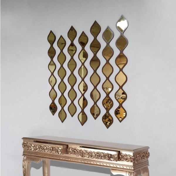 

mirrors water drop decorative mirror walnut patterned frame and gold by mdm design