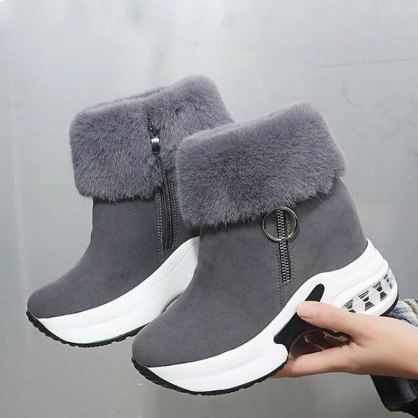 

boots winter women ankle boot warm plush for high heels snow, Black