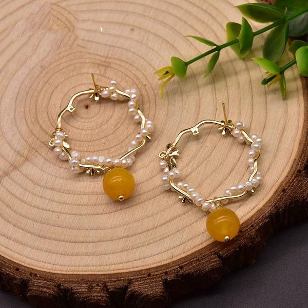 

stud natural freshwater pearl earrings fashion handmade retro, Golden;silver