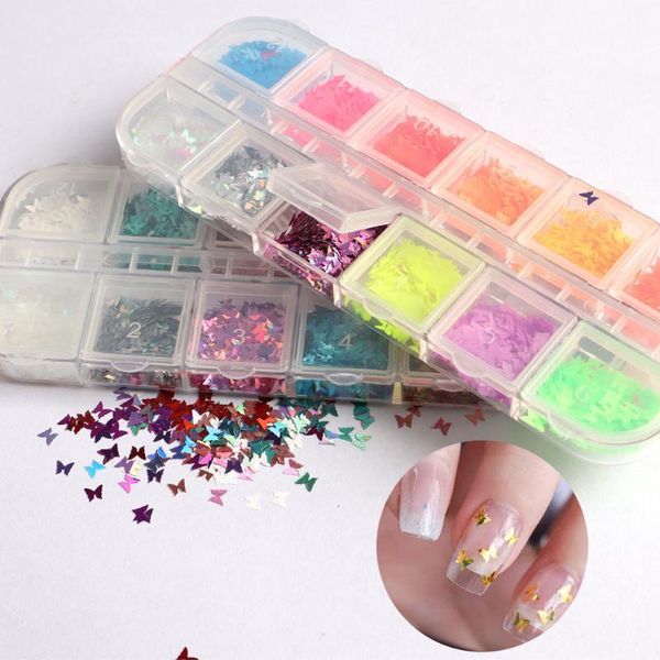 

color 3d glitter sequins holographic butterfly nail laser sequin1, Silver;gold