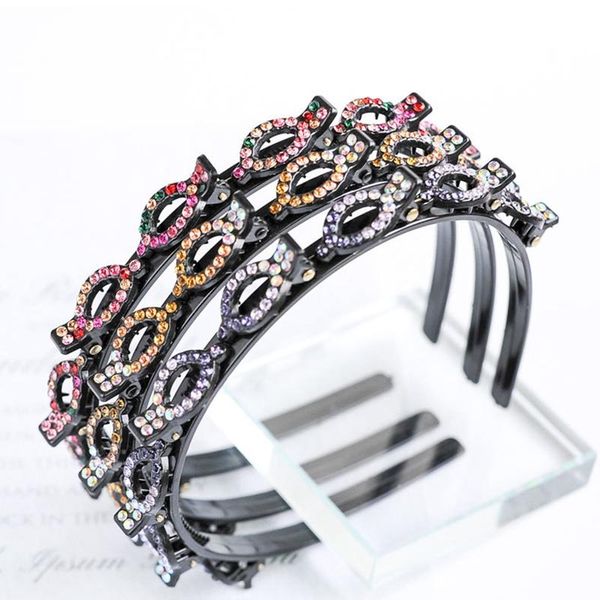 

hair clips & barrettes multi-layer hollow braided headband, woven gathered hairband, double-layer bangs clip, fixed hairpin, Golden;silver