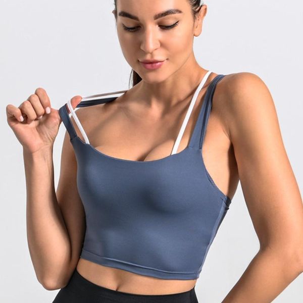 

yushuhua cross back shockproof sports bras gym fixed chest pad fitness bra breathable yoga women's underwear clothing, White;black