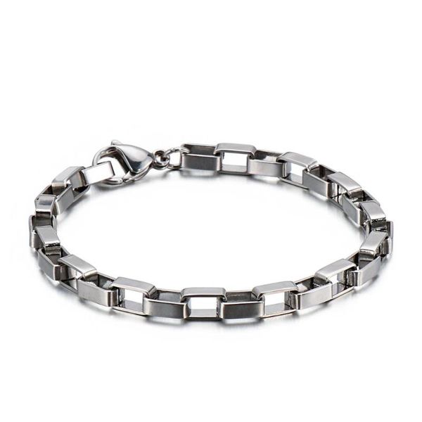 

link, chain 2.5/3/5mm width stainless steel geometric link wristands bracelet men male accessories, Black